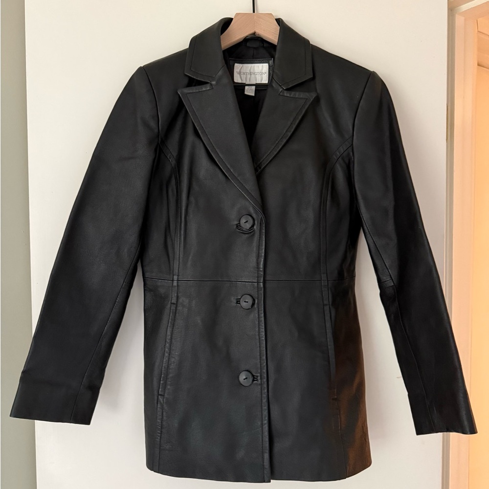 Genuine Leather Blazer Jacket Size S